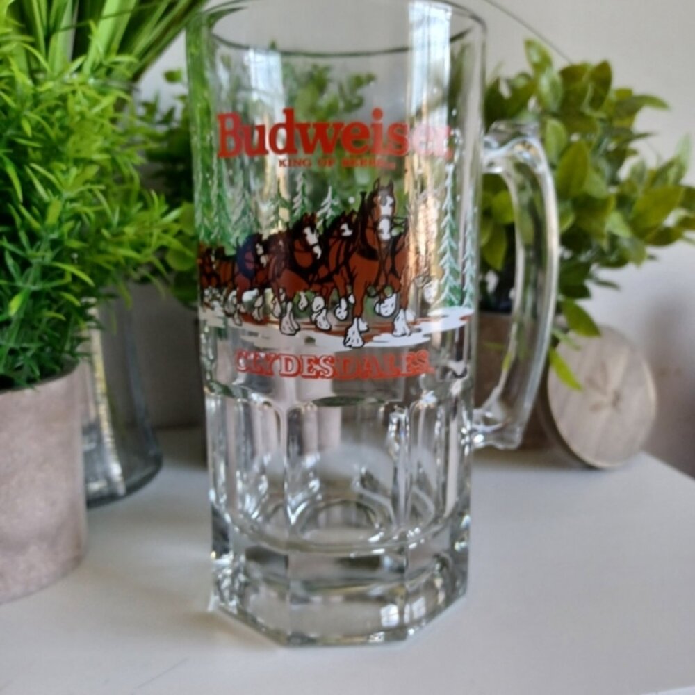 Vintage 1989 Budweiser Clydesdale Horses Christmas Holiday Beer Mug | 32oz - Picture 10 of 10
